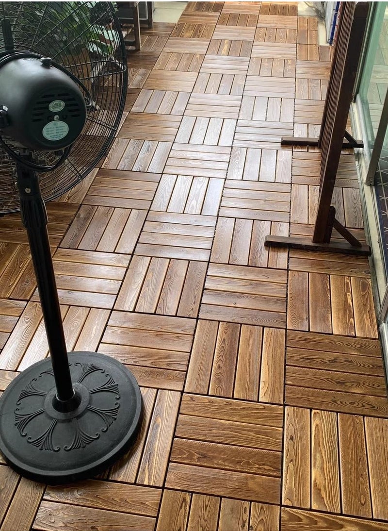 LINGWEI - 10pcs Wooden Floor Decking Tile Brown 30x3x30cm - Image 1