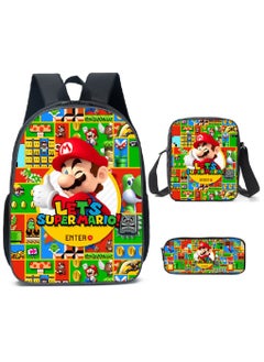 Generic Mario cartoon backpack, primary and secondary school student backpack, large capacity backpack, three piece set, single shoulder bag, pencil case, unisex  - Image 1