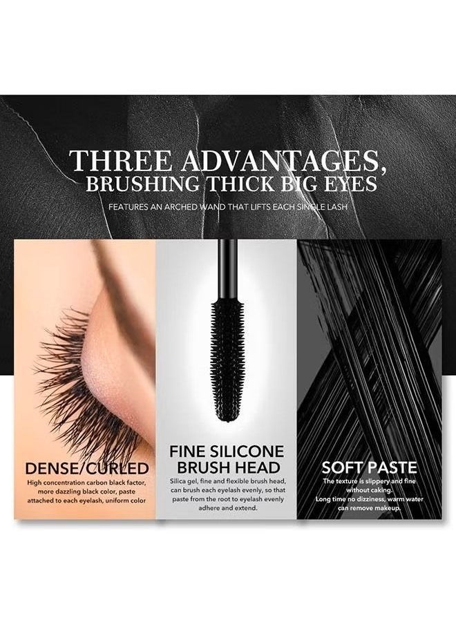 Mascara Black Fiber Mascara Charming Longlasting Mascara, Thick and Long Eyelash Waterproof and Smudge proof Eyes Makeup