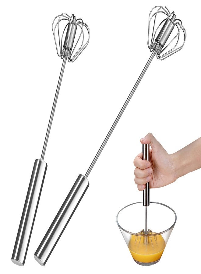JLiup Egg Whisk,2 Pack Stainless Steel Home Kitchen Tool, Hand Easy Whisk Egg Beater Manual Mixer Blender for Whisking, Beating & Stirring (14 Inch and 10 Inch) - Image 1