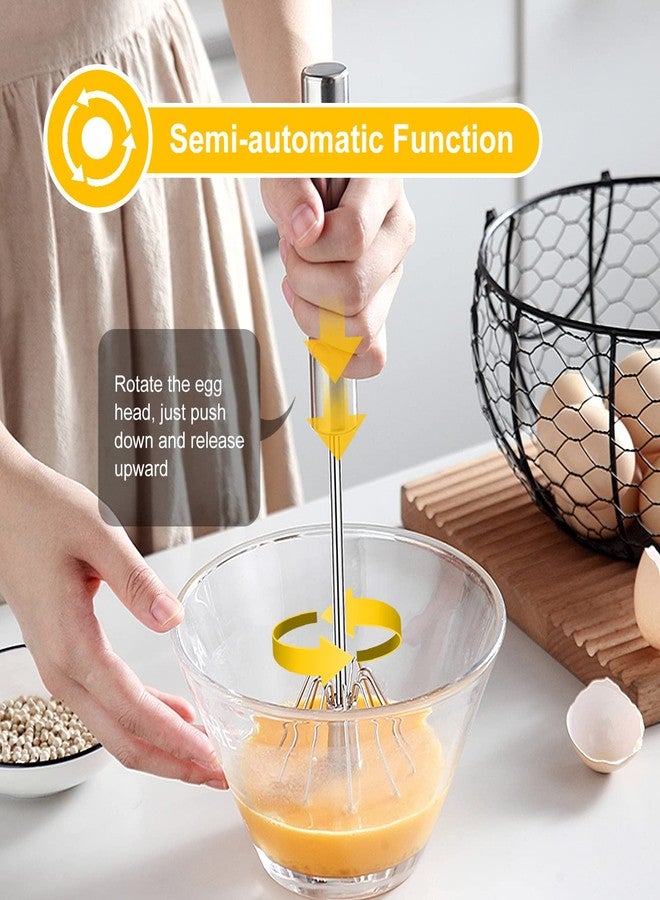 JLiup Egg Whisk,2 Pack Stainless Steel Home Kitchen Tool, Hand Easy Whisk Egg Beater Manual Mixer Blender for Whisking, Beating & Stirring (14 Inch and 10 Inch) - Image 3