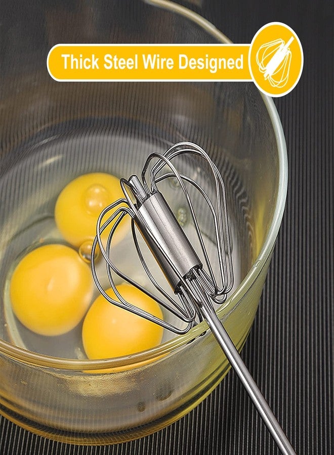 JLiup Egg Whisk,2 Pack Stainless Steel Home Kitchen Tool, Hand Easy Whisk Egg Beater Manual Mixer Blender for Whisking, Beating & Stirring (14 Inch and 10 Inch) - Image 2