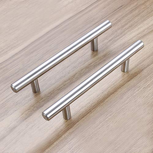 Aimyoo Cabinet Handles - Pack Of 30 Stainless Steel Hollow Tube T Bar Drawer Pulls Cupboard Knob For Kitchen Furniture Hardware (Overall Length: 6"" Hole Center: 3-3/4"") - Image 3