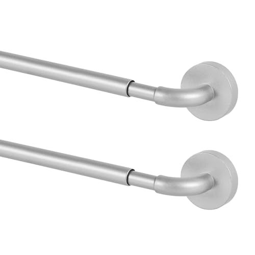 TYRON TYRON TYRON 2 Pack Magnetic Curtain Rod for Metal Doors Adjustable 18-30 Inch, 3/8 in. Diameter, French Door Magnetic Curtain Rods, Magnetic Cafe Rod(Nickel) - Image 1