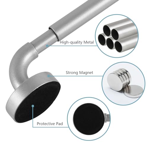TYRON TYRON TYRON 2 Pack Magnetic Curtain Rod for Metal Doors Adjustable 18-30 Inch, 3/8 in. Diameter, French Door Magnetic Curtain Rods, Magnetic Cafe Rod(Nickel) - Image 4