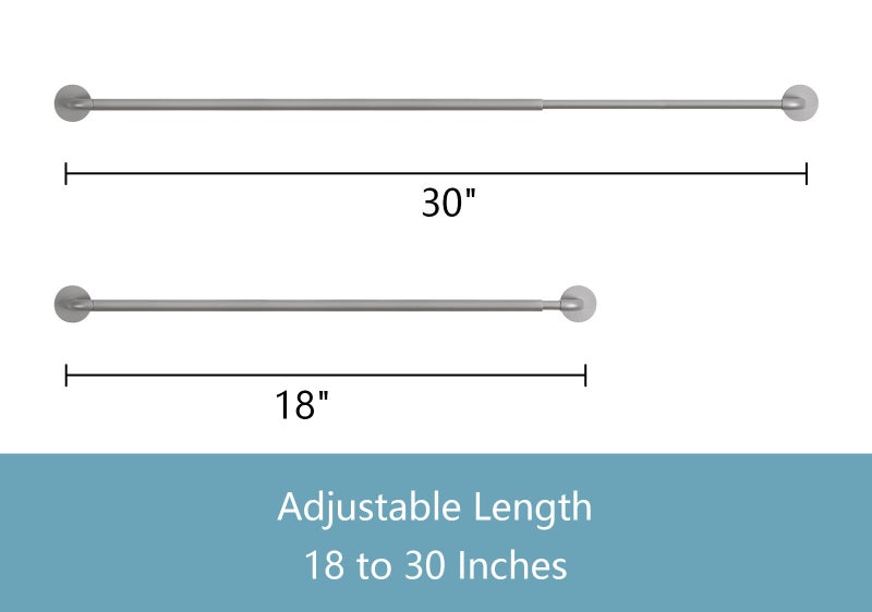 TYRON TYRON TYRON 2 Pack Magnetic Curtain Rod for Metal Doors Adjustable 18-30 Inch, 3/8 in. Diameter, French Door Magnetic Curtain Rods, Magnetic Cafe Rod(Nickel) - Image 2