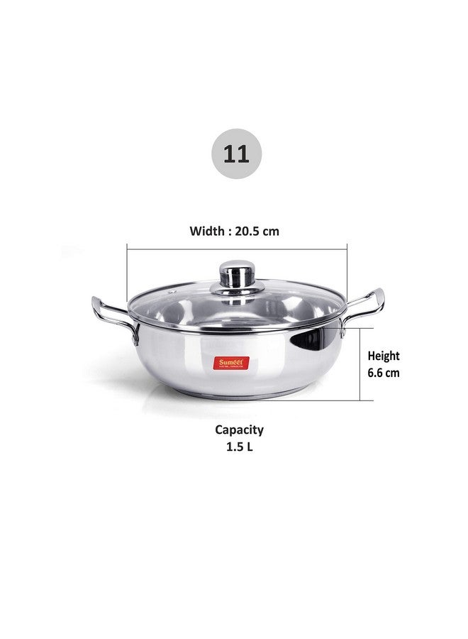 Sumeet قدر سميت من الفولاذ المقاوم للصدأ بقاع تحريض (مغلف) مع غطاء زجاجي حجم رقم 11 (1.5 لتر، 20.5 × 20.5 × 6.6 سم) - Image 4