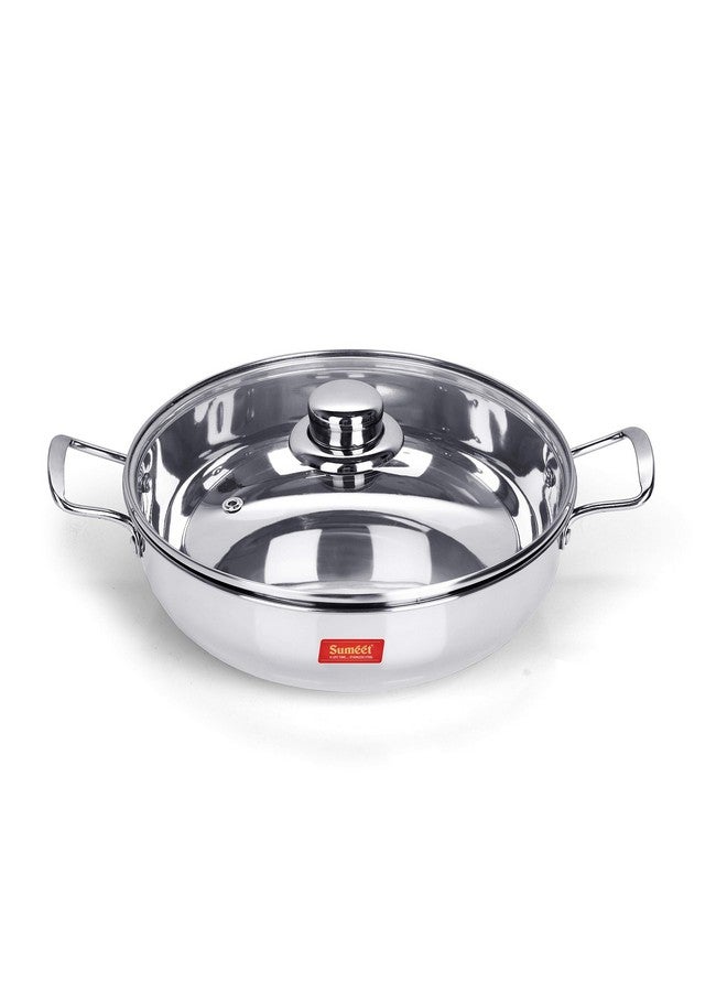 Sumeet قدر سميت من الفولاذ المقاوم للصدأ بقاع تحريض (مغلف) مع غطاء زجاجي حجم رقم 11 (1.5 لتر، 20.5 × 20.5 × 6.6 سم) - Image 1