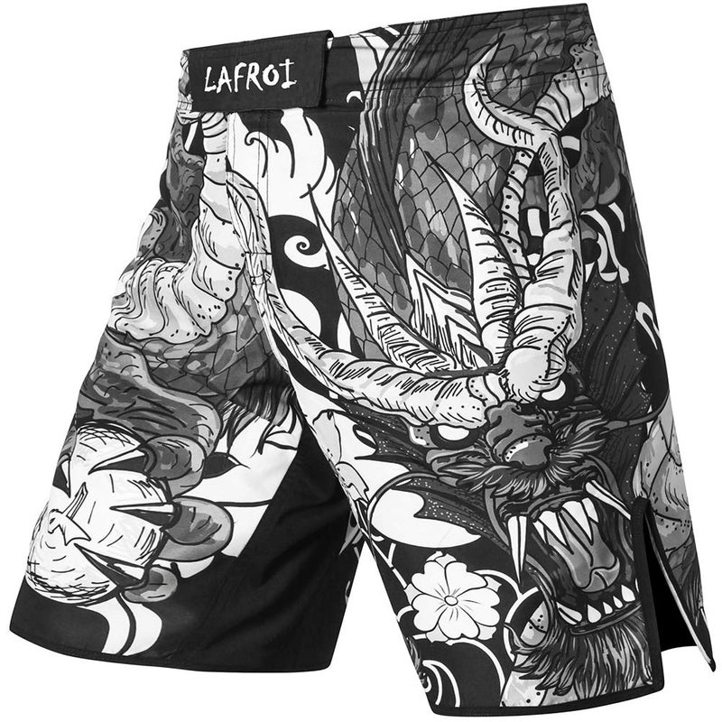 LAFROI Mens MMA Cross Training Boxing Shorts Trunks Fight Wear with Drawstring and Pocket-QJK01(Dragon,LG) - Image 1