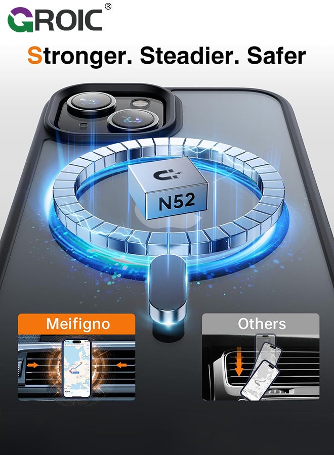 GROIC Magnetic Designed for iPhone 15 Plus Black Case, Protection & Compatible with MagSafe, Translucent Matte Back with Soft Edge Phone Case - Image 5