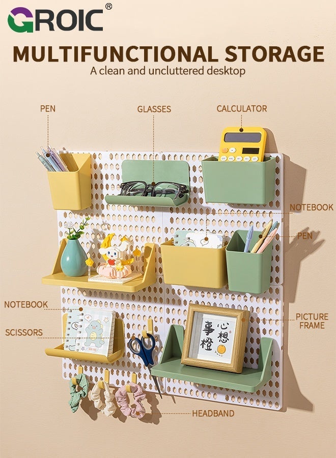 GROIC Pegboard Wall Organizer, 2PCS White Boards with Hooks and Shelves, Duty Peg Board for Walls Home, Garage Tool Storage, Office Organization, Craft Room, Kitchen, Pegboard Combination Kit - Image 5