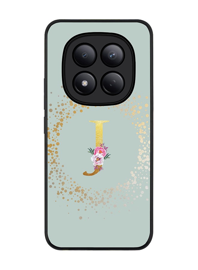 For Xiaomi Redmi Note 15 Pro 4G Case,Slim fit Camera Protection, Shockproof Thin Phone cover  - Custom Monogram Floral - J  (Light Grey )