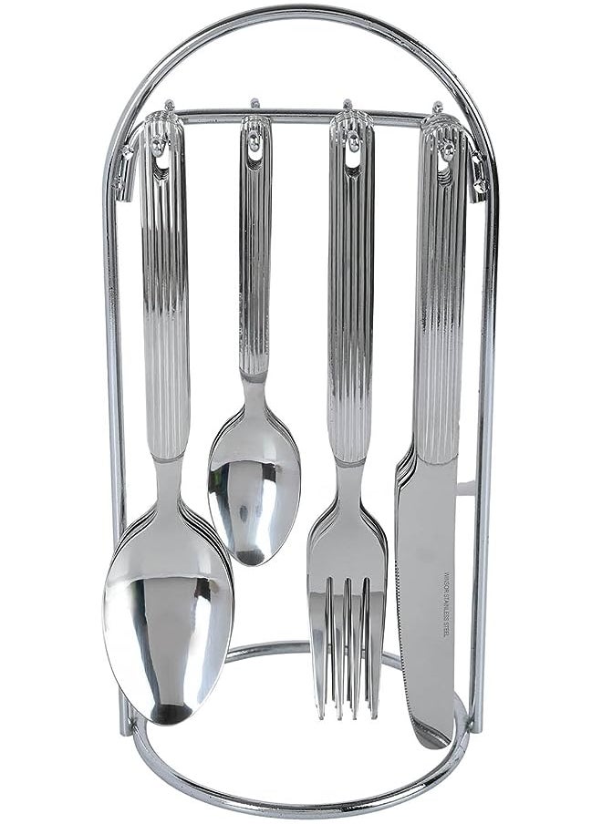 Stainless Steel Cutlery Set with Stand, 24 Pieces, Silver - pzsku/ZAF5ECA8BCE065D06F4A7Z/45/_/1691728609/346918ee-2775-449e-a906-a224cdbb3386