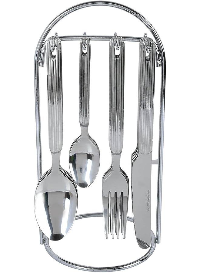 Winsor Stainless Steel Cutlery Set with Stand, 24 Pieces, Silver - Image 1