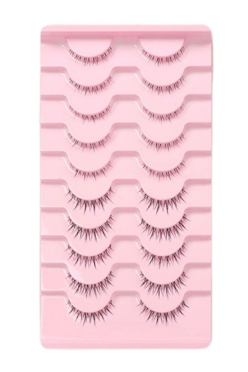 10 pairs of Little Flame under-eye false eyelashes and upper eyelash set Clear stems one-piece handmade Natural eyelashes - Image 1