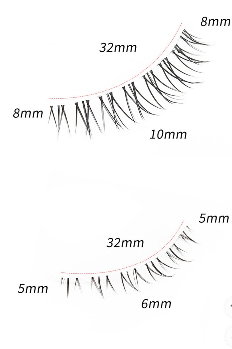 10 pairs of Little Flame under-eye false eyelashes and upper eyelash set Clear stems one-piece handmade Natural eyelashes - Image 3