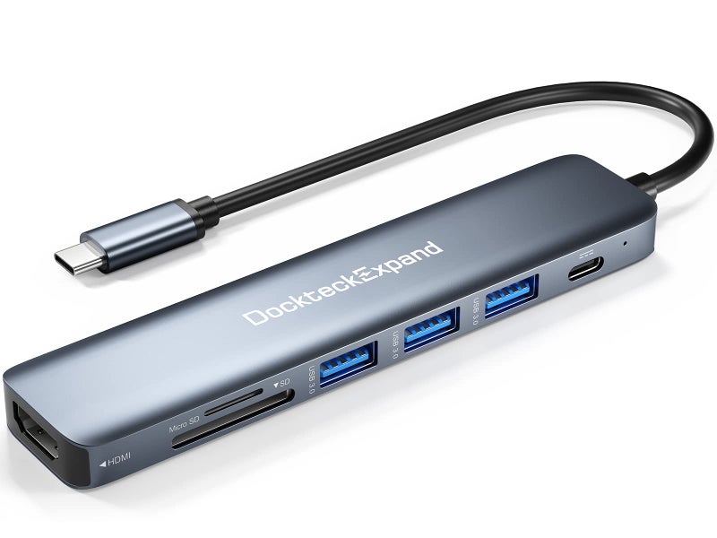 DockteckExpand USB C Hub, DockteckExpand 7 in 1 USB-C Multiport Adapter with 4K HDMI, 100W Power Delivery, 3 USB 3.0 Ports, SD/TF Card Reader, for MacBook Pro/Air, iMac, iPad Pro, Surface Pro 7/8, XPS, HP and More - Image 1