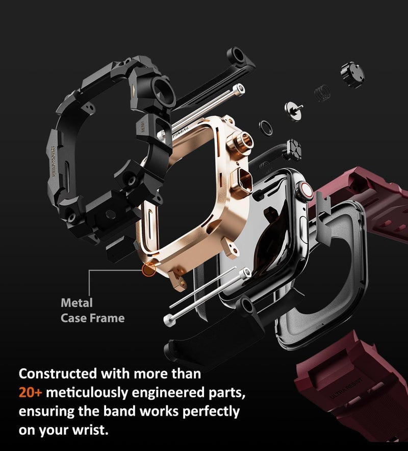 ULTIMAL Rugged Case with Band for Apple Watch 45mm,Compatible with Apple Watch Series 9/8/7 45mm Band Men,Military Grade Shockproof Bumper Cover for iWatch Tactical Band Men (45mm, Red) - Image 5