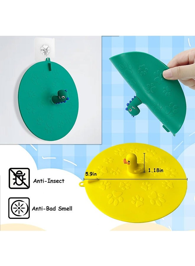 2 قطع سدادة حوض الاستحمام، سدادة حوض الاستحمام المصنوعة من السيليكون العالمي، سدادة مصفاة حوض المطبخ، سدادة تصريف حوض الاستحمام المصنوعة من الكرتون، سدادة امتصاص غطاء التصريف المسطح (البطة الصفراء وال - Image 2