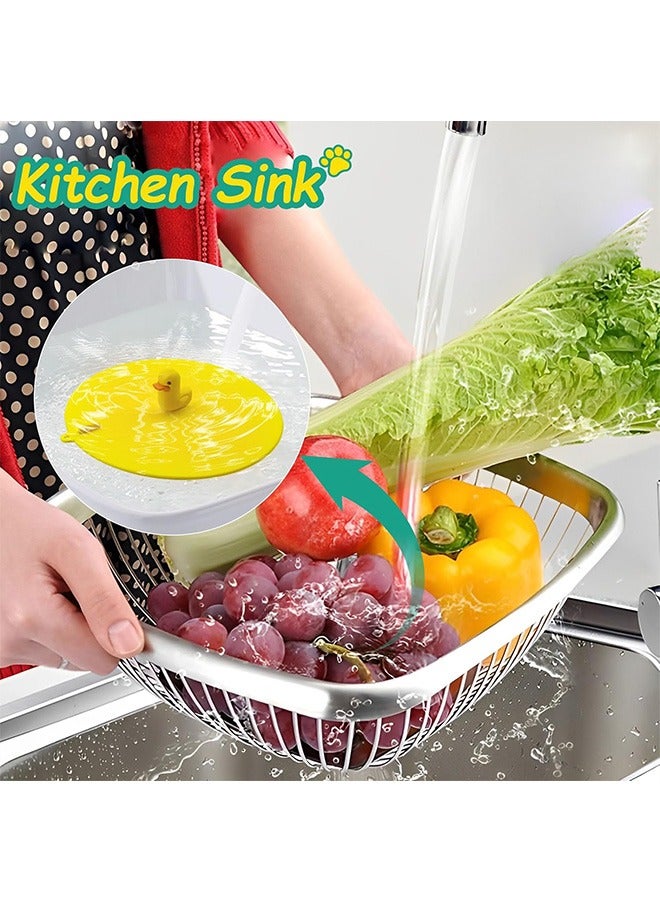 2 قطع سدادة حوض الاستحمام، سدادة حوض الاستحمام المصنوعة من السيليكون العالمي، سدادة مصفاة حوض المطبخ، سدادة تصريف حوض الاستحمام المصنوعة من الكرتون، سدادة امتصاص غطاء التصريف المسطح (البطة الصفراء وال - Image 5