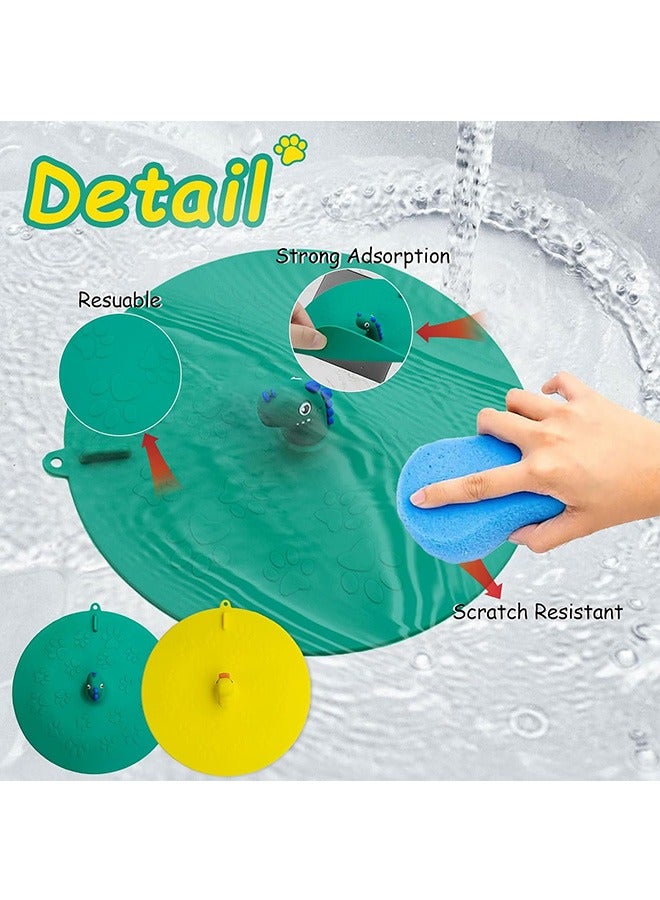 2 قطع سدادة حوض الاستحمام، سدادة حوض الاستحمام المصنوعة من السيليكون العالمي، سدادة مصفاة حوض المطبخ، سدادة تصريف حوض الاستحمام المصنوعة من الكرتون، سدادة امتصاص غطاء التصريف المسطح (البطة الصفراء وال - Image 3