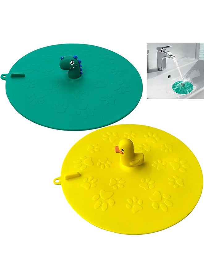 2 قطع سدادة حوض الاستحمام، سدادة حوض الاستحمام المصنوعة من السيليكون العالمي، سدادة مصفاة حوض المطبخ، سدادة تصريف حوض الاستحمام المصنوعة من الكرتون، سدادة امتصاص غطاء التصريف المسطح (البطة الصفراء وال - Image 1