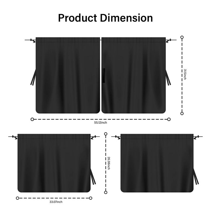 Stacool 3PCS Car Window Shades,Car Privacy Window Cover for Rear Window & Partition,95% Strong Shading Car Sunshade for Baby,Universal CCar Accessories Interior Fits Sleeping Traveling Camping (3PCS) - Image 2