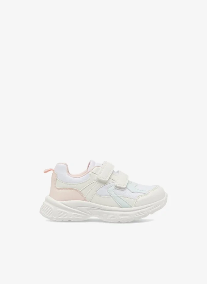 جونيورز Girls Panelled Sneakers with Hook and Loop Closure