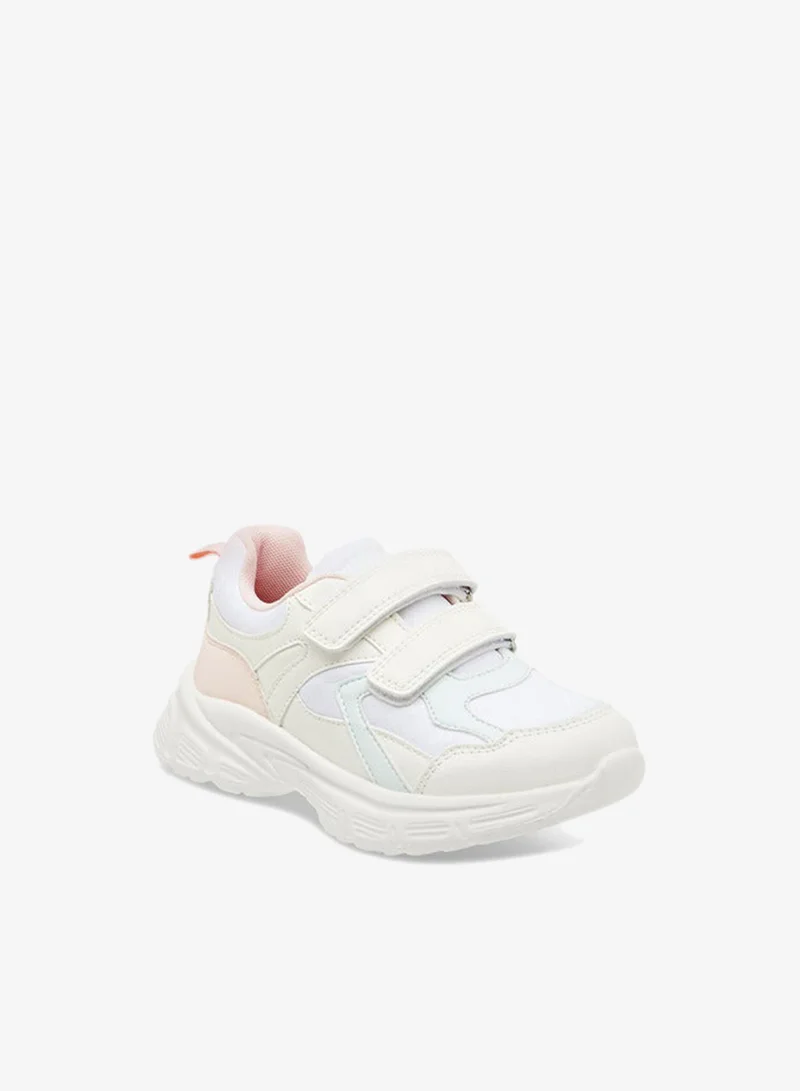 جونيورز Girls Panelled Sneakers with Hook and Loop Closure