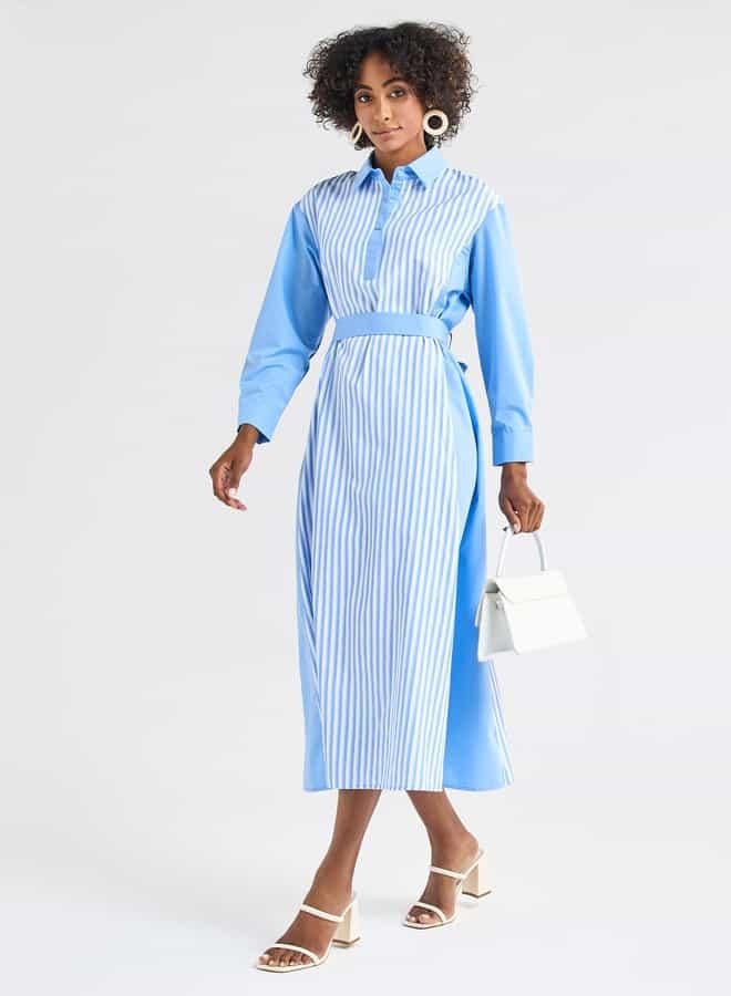 Splash FAV Striped Cotton Midi Dress - Image 2