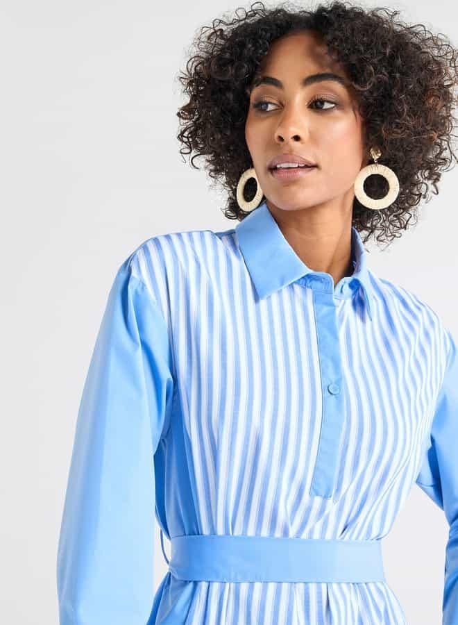 Splash FAV Striped Cotton Midi Dress - Image 4