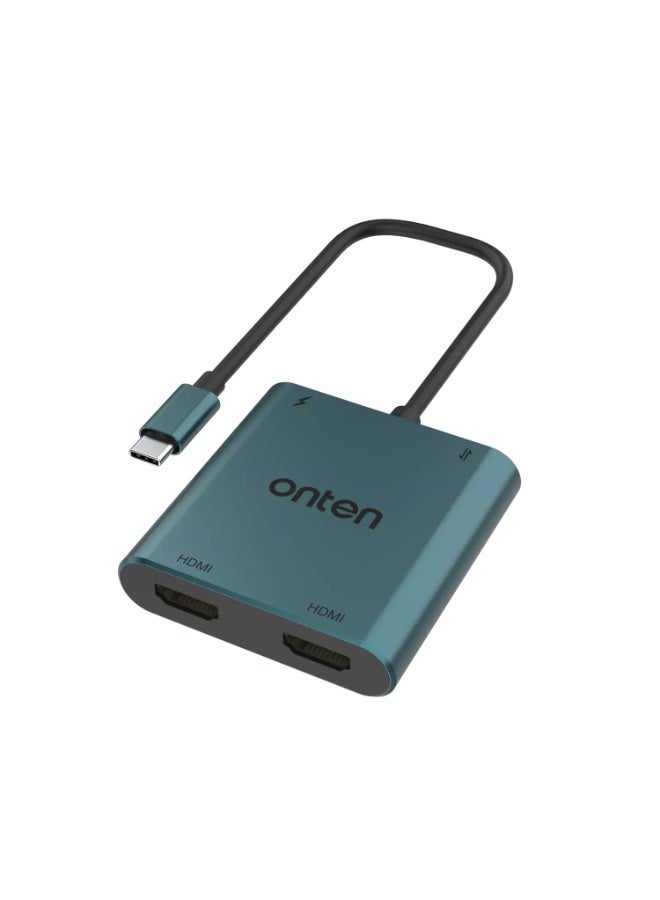 أونتن موزع USB C 4 في 1، 2 منفذ HDMI بدقة 4K@60 هرتز، 1 منفذ USB 3.0 بسرعة 5 جيجابت في الثانية، 1 منفذ USB-CPD بقوة 60 واط - Image 1