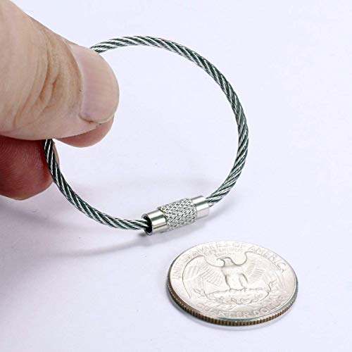 bayite Pack (100) Stainless Steel Wire Keychains Cable, Key Rings, Heavy Duty Luggage Tags Loops Tag Keepers 2mm Twist Barrel (Cable Length: 4.7 inches) - Image 3