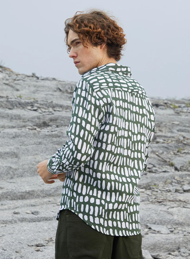 CAHOOT  Men's Army Green Gravel Woven Shirt for Men | Best Price UAE