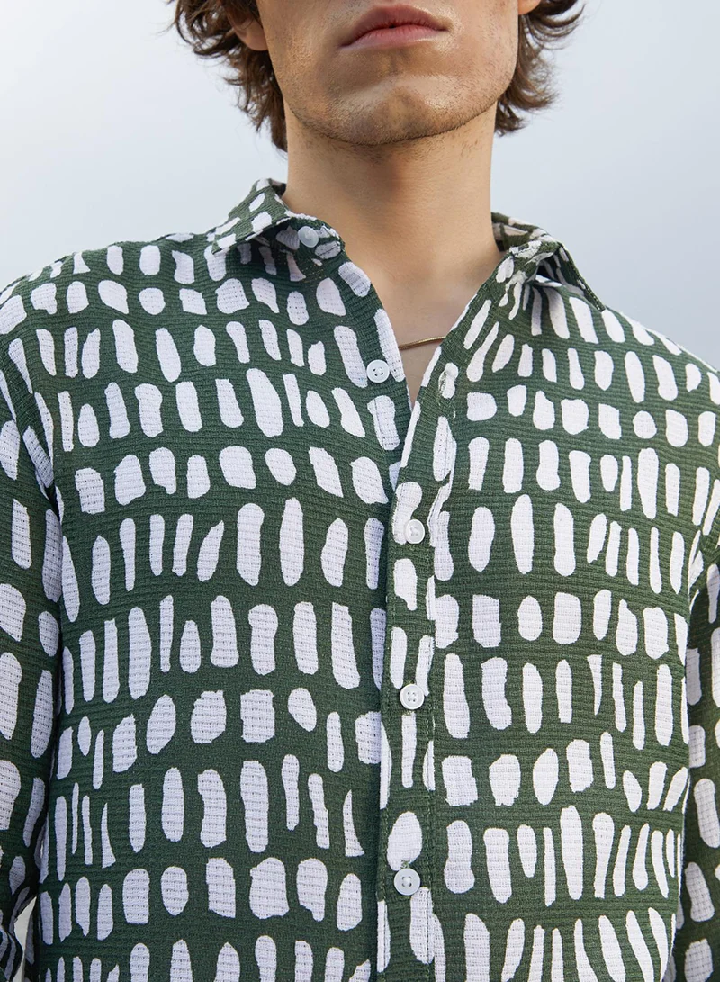 CAHOOT  Men's Army Green Gravel Woven Shirt for Men | Best Price UAE