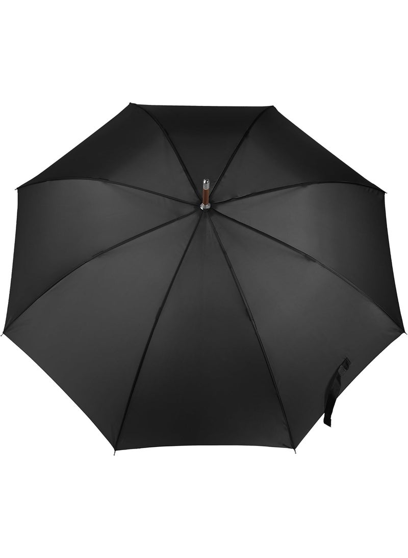 Totes - Totes Eco Auto Open Umbrella Classic Wooden J Stick Handle with Easy Grip  Windproof Rainproof and Durable Canopy Design  Versatile Travel Perfect for Rainy Days - Image 1