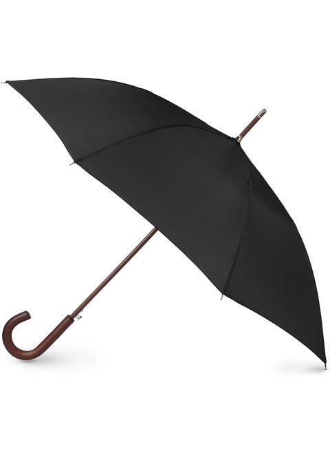 Totes Eco Auto Open Umbrella Classic Wooden J Stick Handle with Easy Grip  Windproof Rainproof and Durable Canopy Design  Versatile Travel Perfect for Rainy Days