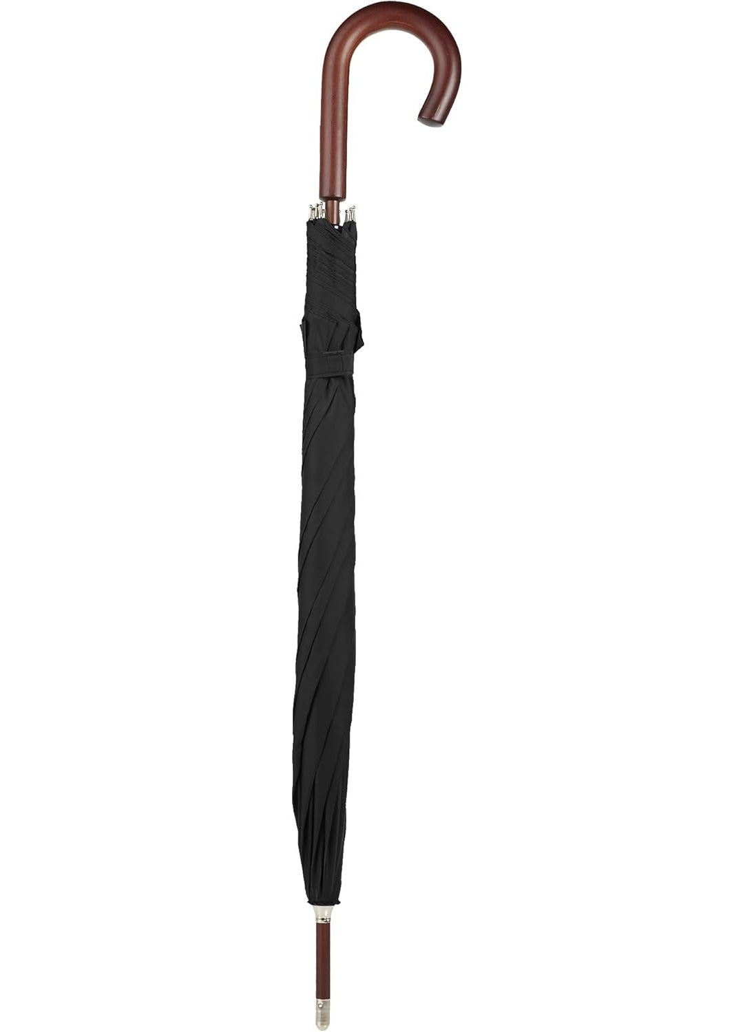 Totes - Totes Eco Auto Open Umbrella Classic Wooden J Stick Handle with Easy Grip  Windproof Rainproof and Durable Canopy Design  Versatile Travel Perfect for Rainy Days - Image 1