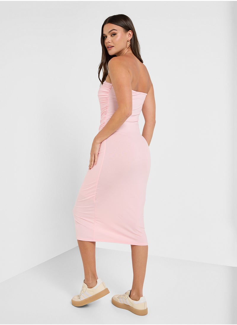 Ginger Basics Ruched Strapless Midi Dress  - Image 3