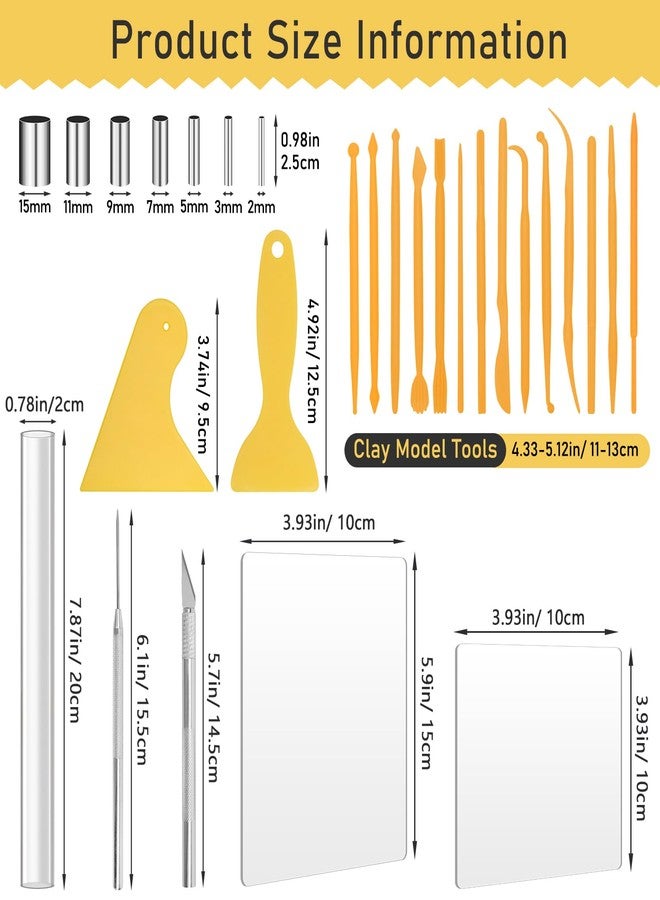 Pletpet Polymer Clay Tools, 28PCS Acrylic Roller for Polymer Clay/ 14P Sculpting Kits/ 7P Shape Cutter/ 2P Sheets/ 2P Scarper/ 1P Needle Detail Shaping - Image 2