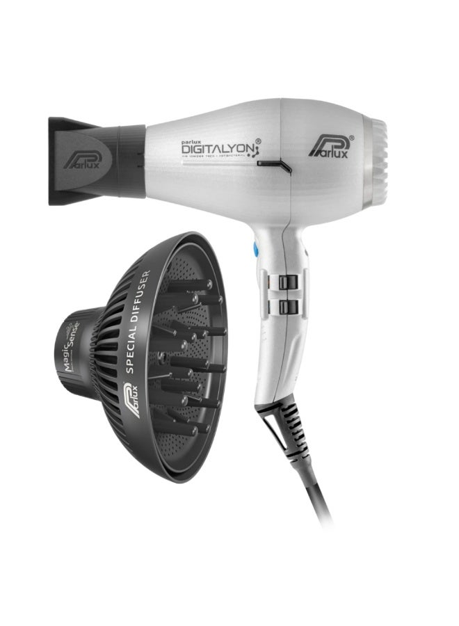 Parlux DIGITALYON Hair Dryer + Magic Sense Diffuser [European Plug 220V] Silver Coffrets - Image 4