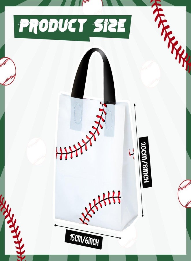 Flutesan 50 Pcs Baseball Party Favor Bags 6 x 8 Inch Plastic Baseball Snack Goodie Bags Tote Gift Packaging for Kids Boys Birthday Sports Theme Party Supplies - Image 2