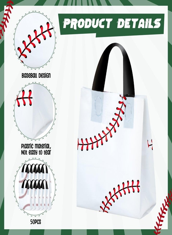 Flutesan 50 Pcs Baseball Party Favor Bags 6 x 8 Inch Plastic Baseball Snack Goodie Bags Tote Gift Packaging for Kids Boys Birthday Sports Theme Party Supplies - Image 3