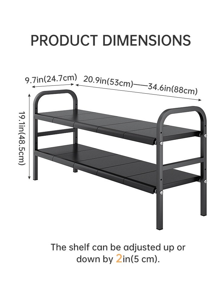 Forthcan Expandable Under Sink Organizer, 2 Tier Storage Rack with 10 Removable Panels, Multi-Purpose Shelf for Kitchen, Bathroom, Cabinet, Wardrobe Closet (Black, 85-88cm Length) - Image 2