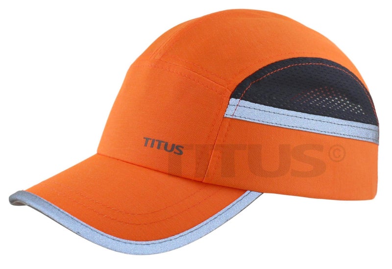 TITUS Lightweight Safety Bump Cap Baseball Style Protective Hat Blaze Orange PolyBlend Reflective