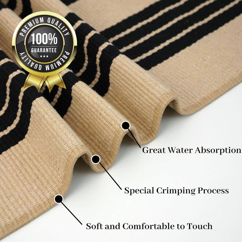 KOZYFLY Striped Front Door Mat 27.5x43 Inches Brown and Black Front Door Rug Cotton Washable Indoor Outdoor Rug Doormats Outdoor Small Striped Area Rugs for Kitchen Entryway Front Porch - Image 4