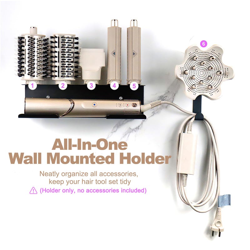 TOPONIMI Hair Dryer Holder for Shark Flex Style, Wall Mount Holder Compatible with Shark FlexStyle, Curling Wand Organizer, Rack with Cord Hanger for Accessories Curlers Brushes Diffuser and Attachments - Image 2