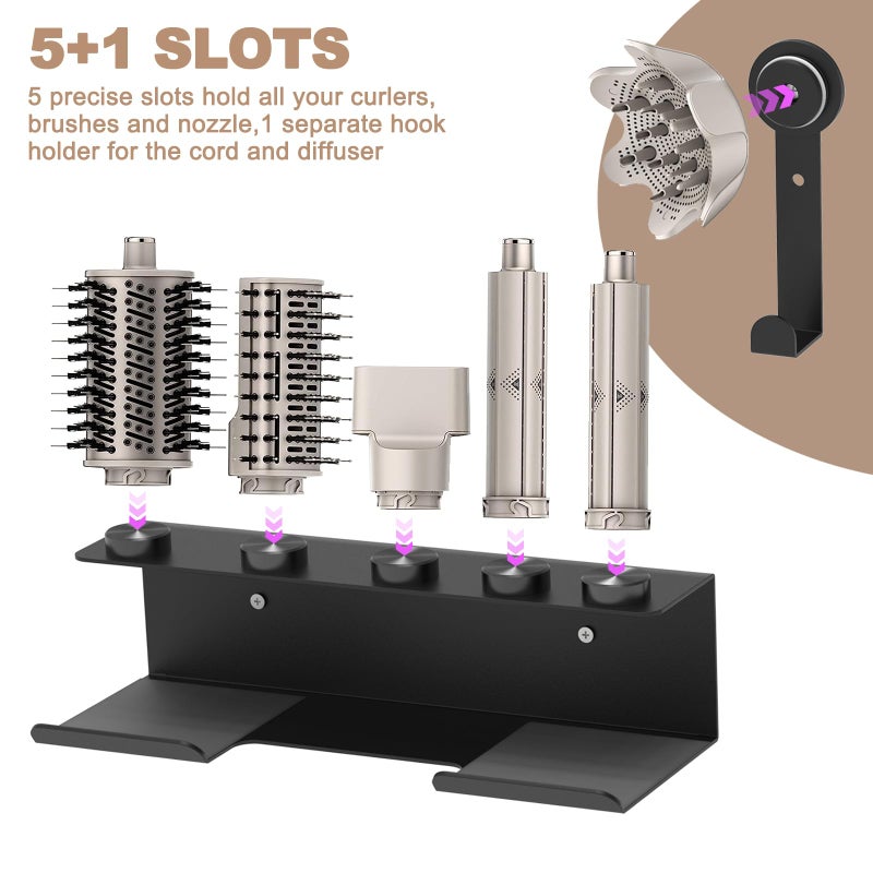 TOPONIMI Hair Dryer Holder for Shark Flex Style, Wall Mount Holder Compatible with Shark FlexStyle, Curling Wand Organizer, Rack with Cord Hanger for Accessories Curlers Brushes Diffuser and Attachments - Image 4