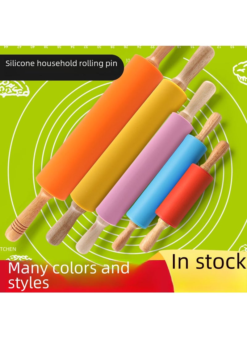 Silicone Rolling Pin with Wooden Handle for Baking Nordic Lotus Root Starch 