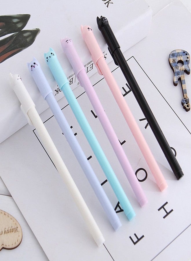 Sencoo Cute Cat Pens Girls Gel Pens Black Ball Point Pens for School Office Supplies Students Gift 6 pcs - Image 2